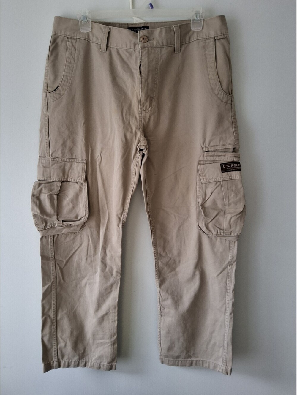 VTG Polo Jeans Pants Men's 38x32 Cargo Utility Brown 100% Cotton
